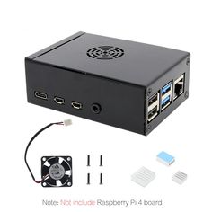 4 pcs for Raspberry Pi 4 Model B Pastall Raspberry Pi 4 Alluminum Case Metal Box with Fan and Heat-Sinks