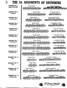 elementary snare drum rudiment chart drums pinterest rudiment chart