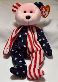 Large 14/" WHITE FACE PATRIOTIC TY SPANGLE JULY 4TH