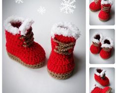 Neuf Tricoté à la main rouge bébé bonnet Chaussons Set 0-3//3-6//6-9 mois moufles