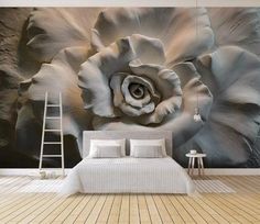3D Multi-color Flowers Wallpaper Mural Peel and Stick Wallpaper Removable Wall Prints Stickers FC