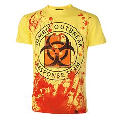 DARKSIDE CLOTHING ZOMBIE RESPONSE PALE YELLOW WOMENS T-SHIRT BLOOD SPLAT HORROR