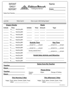 printable nanny daily log
