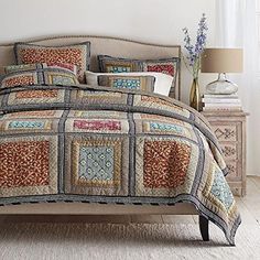 Martha Stewart Antique Market Reversible 100/% Cotton Multi Color Full Queen Quilt