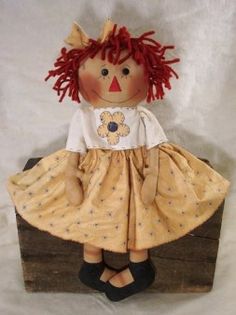 PATTERN Primitive Raggedy Ann Doll w// Stitchery Sheep UNCUT Threadbare Prims
