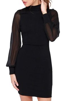Generic Womens Round Neck Slim Fit Velvet Bodycon Long Sleeve Cocktail Party Midi Dress