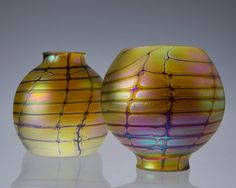 2.25/" Replacement Golden Tulip Shades Iridescent Art Nouveau Glass Shades