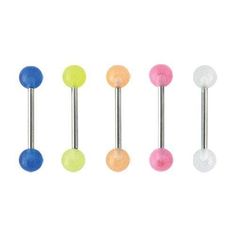 WildKlass Jewelry 316L Surgical Steel Nipple Bar with UV Acrylic Rasta Balls