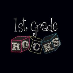 New Girls Rhinestone /"1st Grade Rocks/" School T Shirt All Sizes All Grades