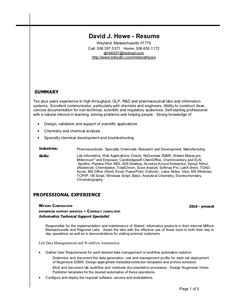 chemist resume samples