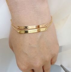 Engraved Bar Bracelet For Men Large Chain With Nameplate Bracelet Gold Initial Name Bar By Momentusny