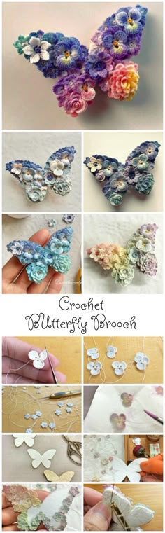 Tutorial Brooch Butterfly Crochet Motif, Crochet Flowers, Crochet, Amigurumi Patterns, Crochet Applique, Crochet Butterfly, Crochet Flower Patterns, Crochet Crafts, Crochet Projects