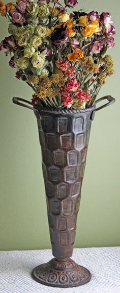 Vase Tall Metal With Handles Vintage Rustic Style Home Vase Tall Metal With Handles Vintage Rustic Style Home