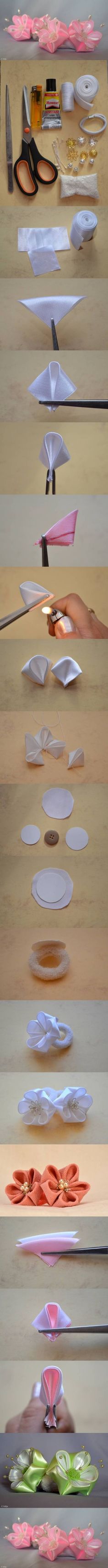 How are kanzashi flowers with sharp and round petals How are kanzashi flowers with sharp and round petals