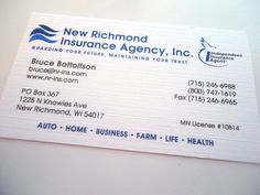 9 Best Business Cards Images On Pinterest Carte De New Richmond Insurance Raised Ink Linen Paper 2017