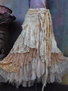 Pixie Gürtel Lang Wraparound Patchwork Maxi Rock 10 12 14 16 18