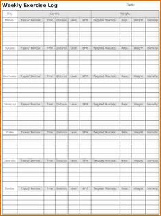 free printable exercise log