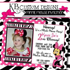 minnie mouse personalized invitations