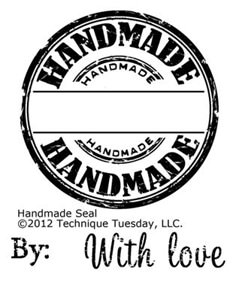 Een rubberstempel die zegt handmade of handgemaakt....ben ik al een tijdje naar op zoek !!