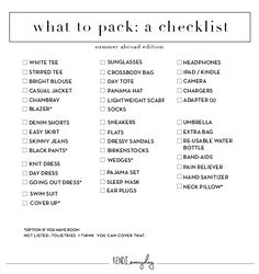 weekend getaway packing list