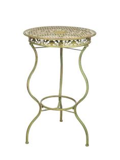 EISEN TISCH RUND METALL GARTENTISCH ANTIK WEISS ORNAMENT OUTDOOR GARDEN TABLE