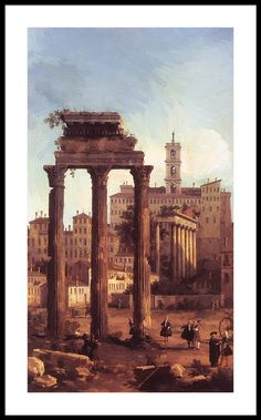 ROMAN RUINS ROME ITALY CANVAS WALL ART PICTURE LARGE 75 X 50 CM