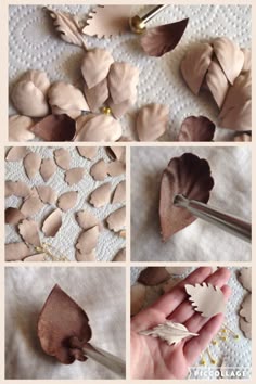 Leather flowers. Working with Italian leather to make flowers for my next headpiece. Millinery headpiece https://www.etsy.com/listing/484647491/one-of-a-kind-leather-and-gold-floral
