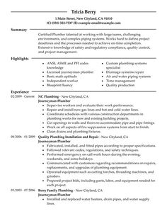 plumber resume