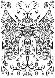 5 Pages Instant Download Coloring Buttefly Dragonfly Art