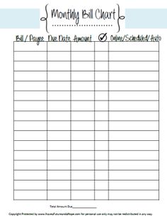 printable bill sheet
