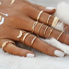 4PCS Midi Doigt Anneau Set Argent Plaqué or Stack Above Knuckle Band Punk Anneaux