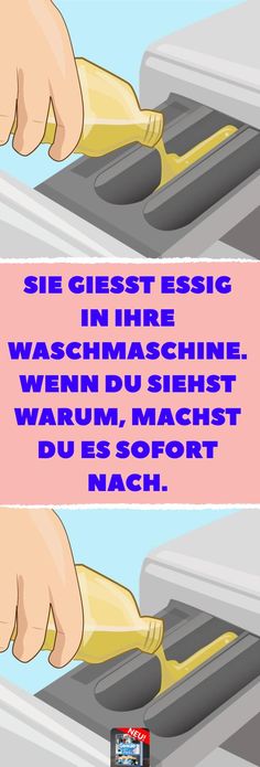 Sie gießt Essig in ihre Waschmaschine. Wenn Du siehst warum, machst Du es sofort nach. Waschmaschine und Wäsche natürlich reinigen mit Essig. #essig #essigessenz #waschmaschine #wäsche #waschen #waschmittel Organisation, Diy, Cleaning, Life Hacks, Health, Putz, Cleaning Hacks, Hygiene