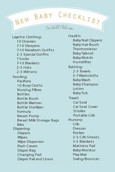 printable newborn checklist babies