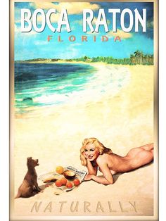 Palm Harbor Florida New Beach Poster Pin Up Jeans Shorts Seagulls Art Print 267