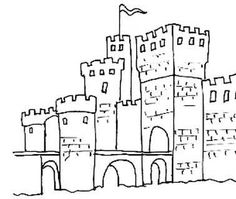 desenho de um castelo com quatro torres para colorir pelo mundo