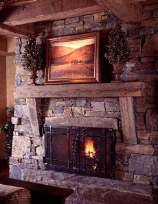 rustic fireplace with side cabinets - Google Search | For the Home | Pinterest | Rock fireplaces Rustic fireplaces and Rustic stone