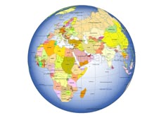 arabien penninsula on globe colored map country name of world countries