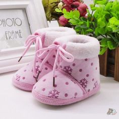 Cute Non-Skid Toddler Shoes Soft Sole Fluff Warm Walking Shoes for Baby 0-12 Months Size 13cm Winter Indoor Baby Paw Shoes
