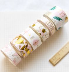 Folk Style Floral Washi Tape Skinny Wide Planner Craft Scrapbooking Set of 4
