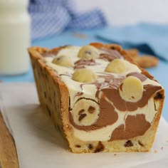 This chocolate chip cookie dough loaf is simply marbelous! Desserts, Pasta, Dessert, Chocolates, Deserts, Snacks, Cookie Dough, Chip Cookies, Chocolate Chip Cookie Dough