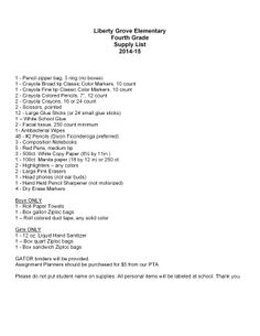 12 best 2014 2015 school supply lists by grade level images school teacher school supply list
