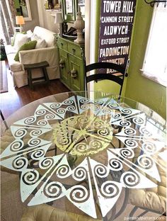 Use Wallpaper For Windows Static Cling Film On You Gl Table Tops Decorating Dining Room Table With Verre Eglomise And Modello Designs Custom Vinyl Stencils Gold Gilded