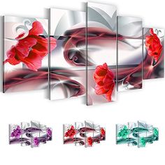 Spiky 3 Bilder Blumen Orchideen Bild Feng Shui auf Leinwand Wandbild Poster