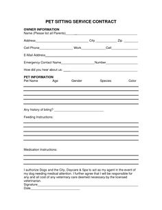 pet sitting templates