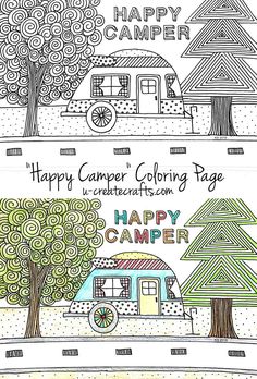 Happy Camper Free Coloring Page Printableso Cute