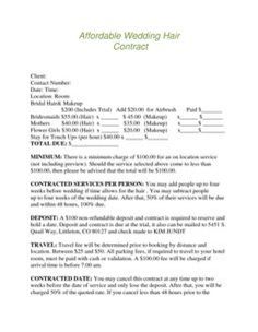 freelance hair stylist makeup artist bridal agreement contract artist contract