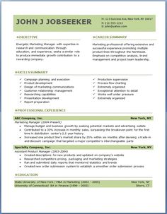 free template of resume