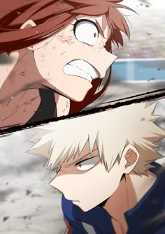 Boku no Hero Academia || Uraraka Ochako, Katsuki Bakugou. Boku No Hero Academia, My Hero Academia Memes, My Hero Academia Manga, Anime Characters, Anime Drawings, Bakugou Manga