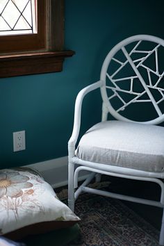Hollywood Regency Faux Bamboo Vanity Chair Gold Metal + Navy Blue ... Hollywood Regency Faux Bamboo Vanity Chair Gold Metal + Navy Blue ...