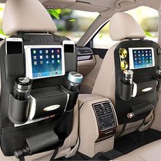 Car BackSeat Organizer,10Tablet Holder+9 Storage Pockets Kick Mat,Car Seat Back Protectors for Kids Drink Toy Diaper,Organizers for Van SUV,Car Accessories for Kids /&Toddlers 2 Pack 8+1 pockets